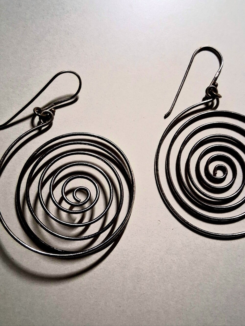 Spiral Drop Earrings - Silver Metal